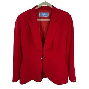 Vtg 80s Thierry Mugler Red Wool Blazer France Sculptural Jacket EU 44 US 12